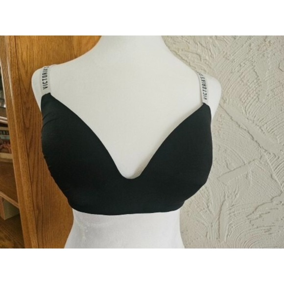 Victoria Secret Bra T-Shirt Lightly Lined Wireless Bra 34DD Logo Straps - Picture 1 of 4